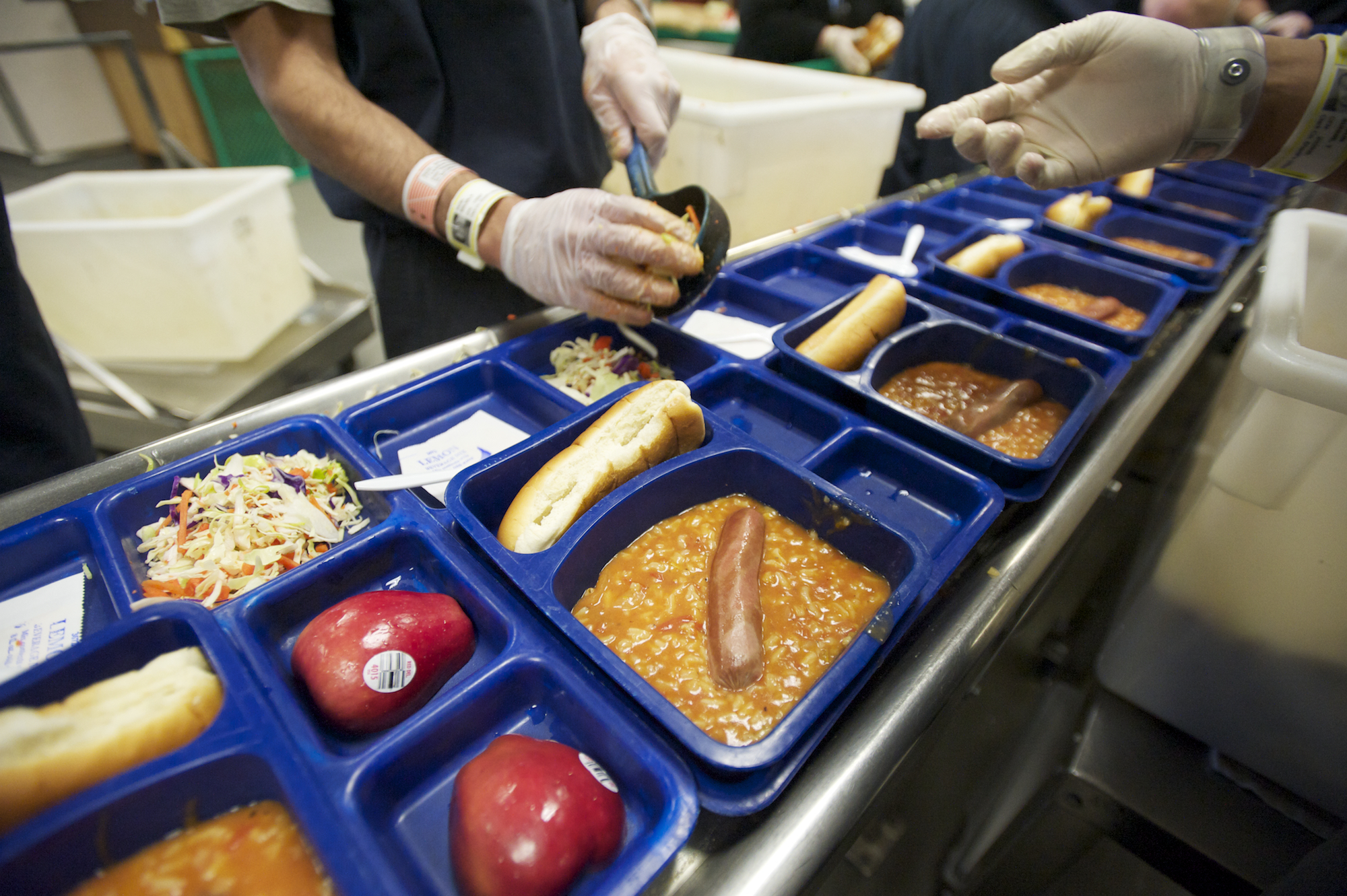 Inmates prepare lunch at the Clark County Jail Work Center, Friday, January 11, 2013. (Steven Lane/The Columbian)